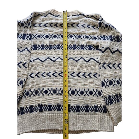 Men Vintage Kuppenheimer Knit White Blue Sweater Made In USA Medium RN#26416 EUC - Picture 10 of 12